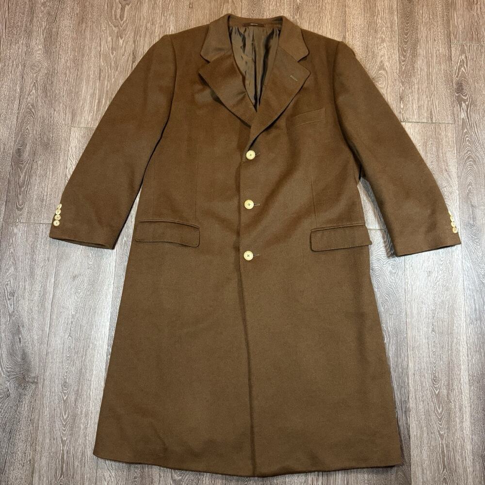 Ermenegildo Zegna Cashmere Topcoat Overcoat Italy Camel Size US 48R Italian 58R